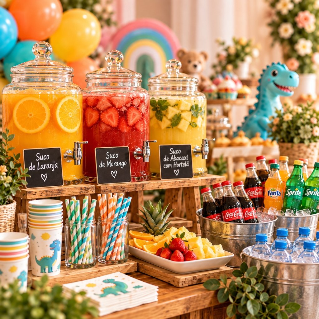 Estação de Sucos Naturais e Bebidas Geladas — Buffet Infantil Cozinha Boêmia