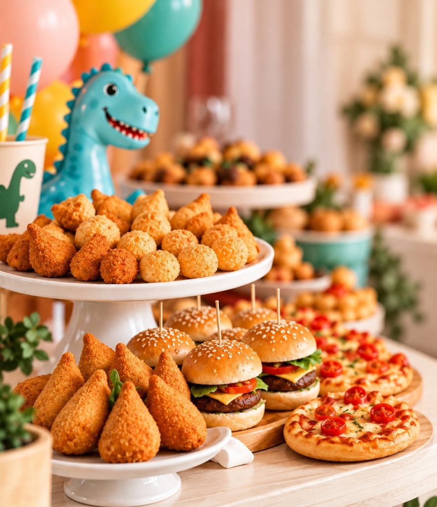 Salgadinhos e entradas fritas na hora - Buffet Infantil Cozinha Boêmia